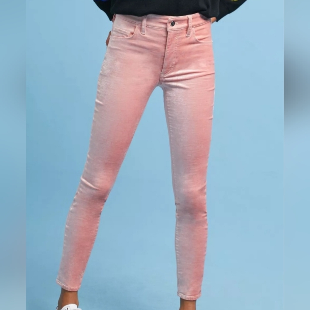 Pilcro Letterpress Anthro Party Pink Shimmer Velvet High Waisted Pants, 28T/6T